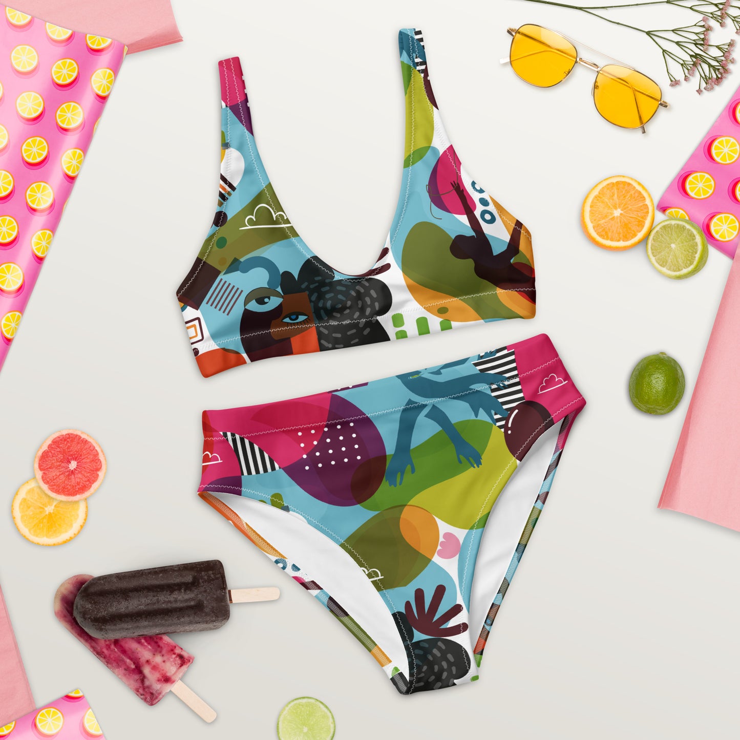 Love is Bright. Recycled high-waisted bikini