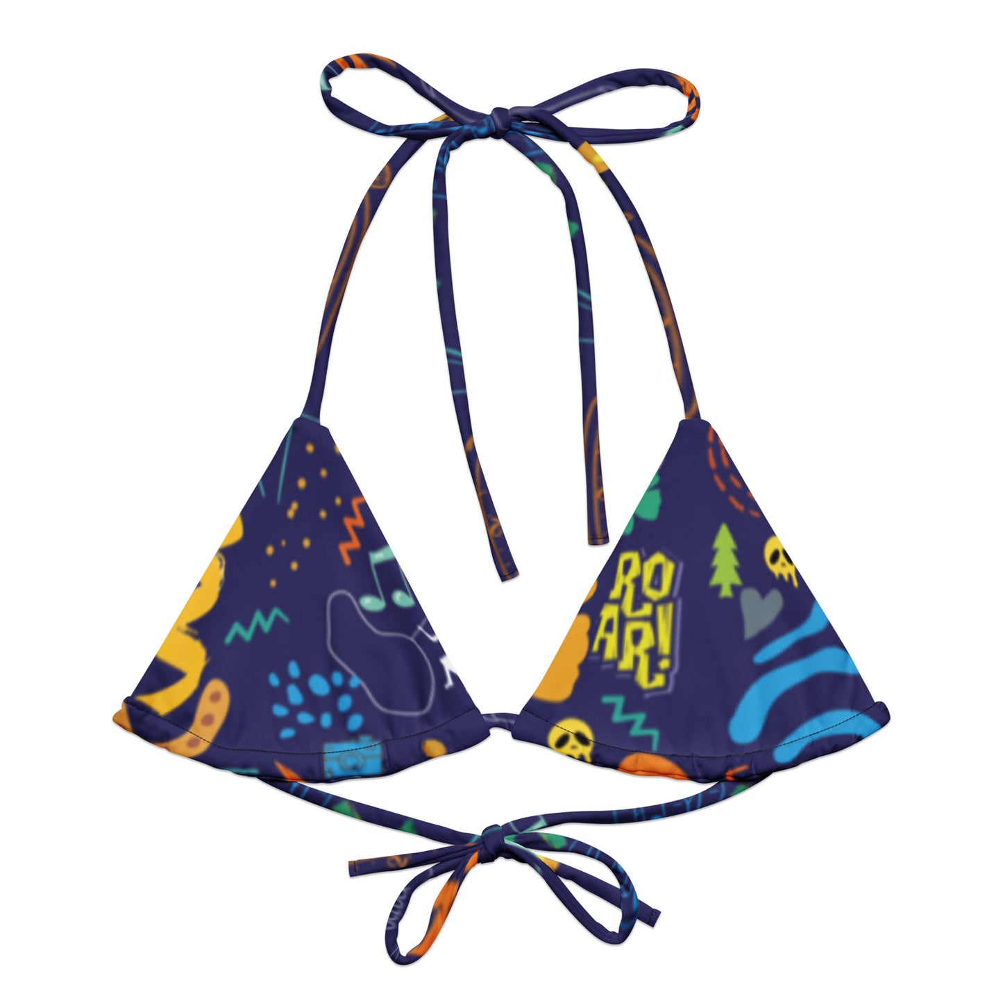 Life is Blue. All-over print recycled string bikini top