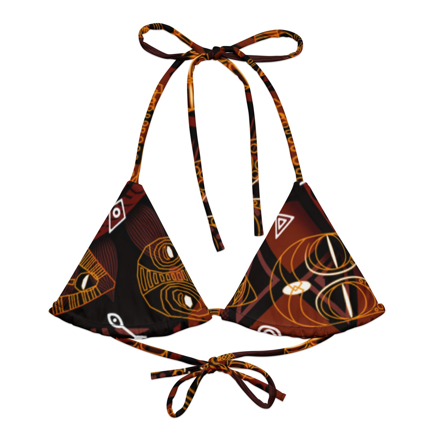 Masks are Everywhere. All-over print recycled string bikini top