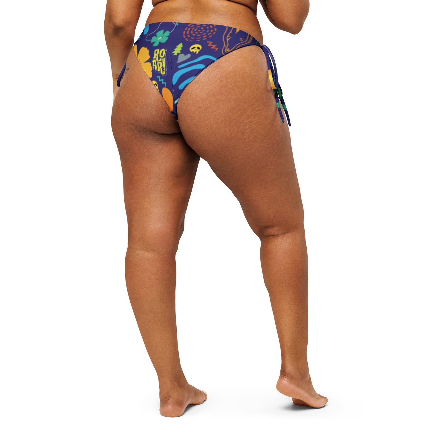 Life is Blue. All-over print recycled string bikini bottom