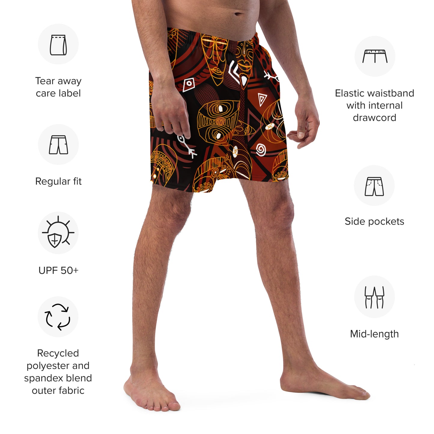 Masks are Everywhere. Men's swim trunks